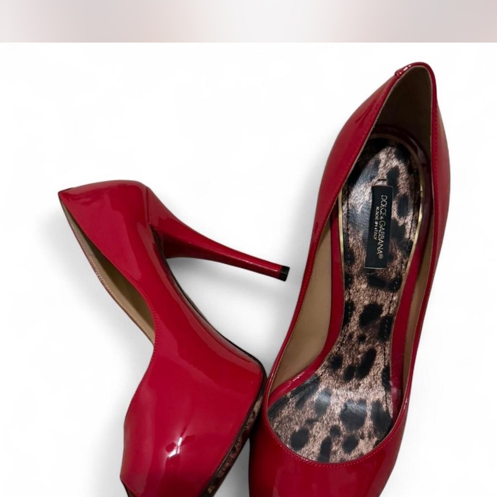 Dolce & Gabbana Glossy Red Peep-Toe Heels